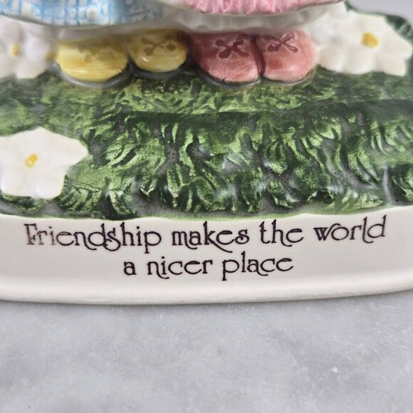 Vintage 1970s Set of 3 Holly Hobbie Figurines Friendship Themed Ceramics - Picture 7 of 14